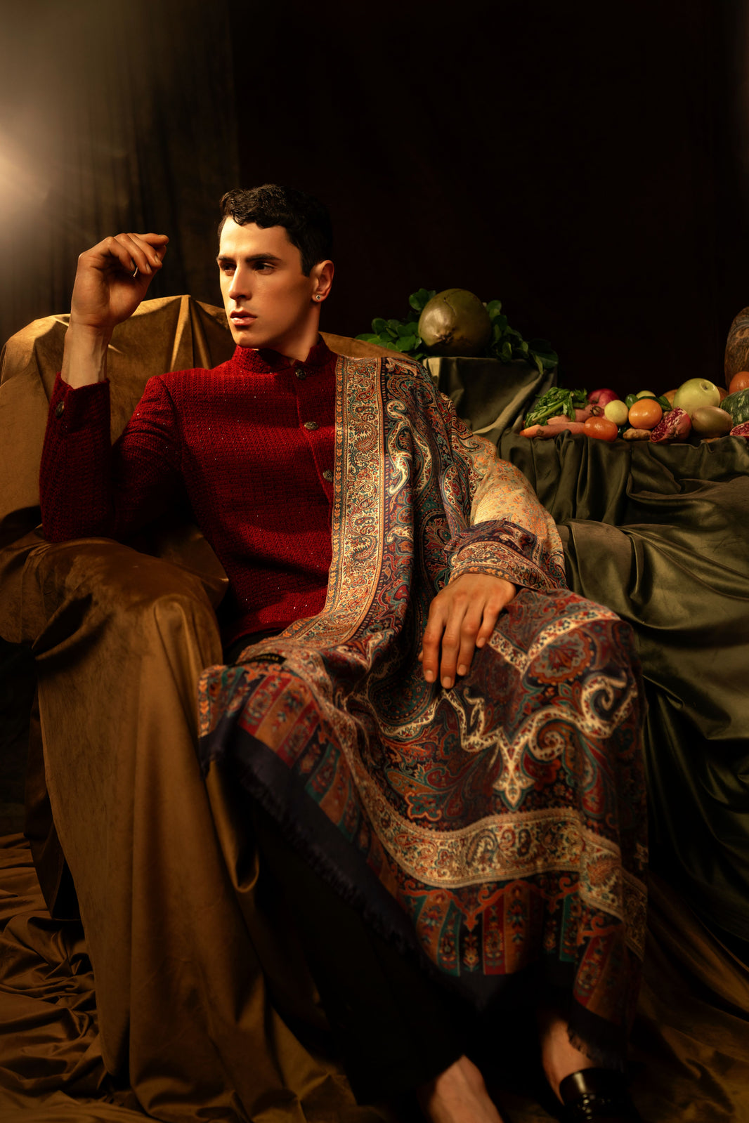 Faux Pashmina Regal Paisley Jamawar Shawl – Sapphire Elegance