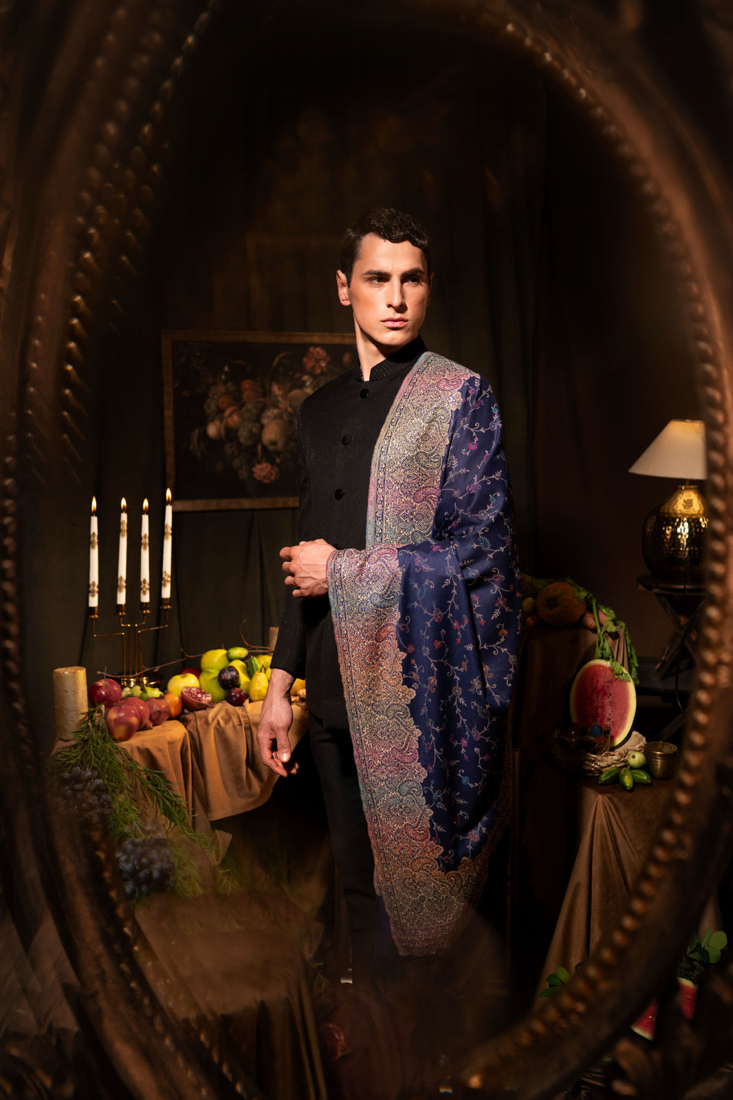 Faux Pashmina Traditional Jamawar Multy Shawl - Twilight Harmony