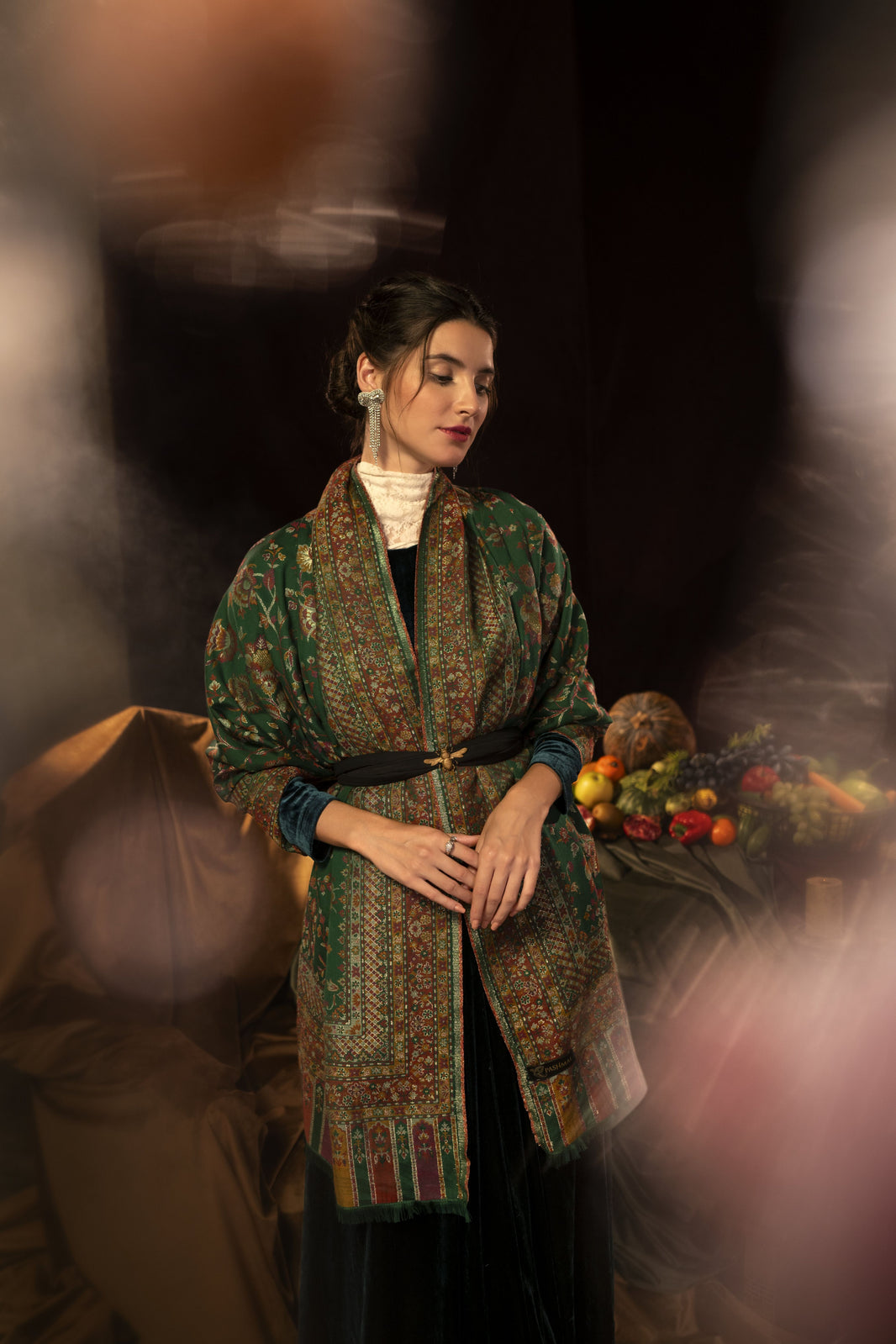 Soft Bamboo Modal Shawl with Zari for Women - Emerald Elegance