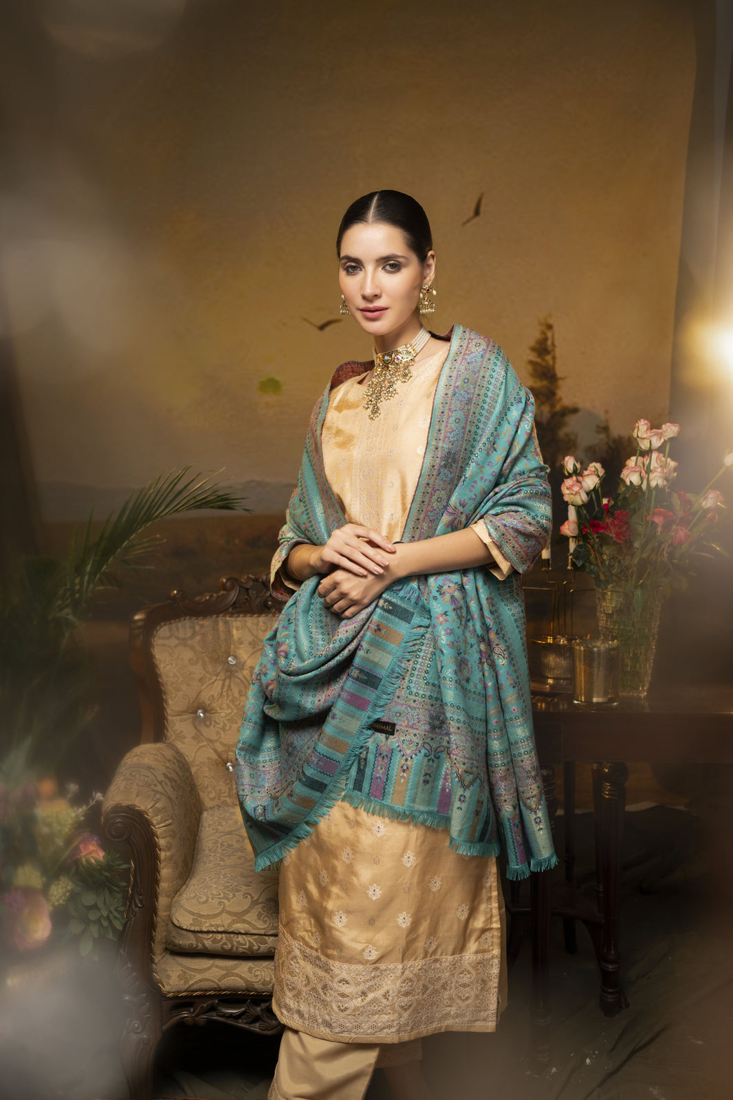 Soft Bamboo Modal Shawl with Zari for Women - Icy Blue | Full Size, Soft & Eco-friendly