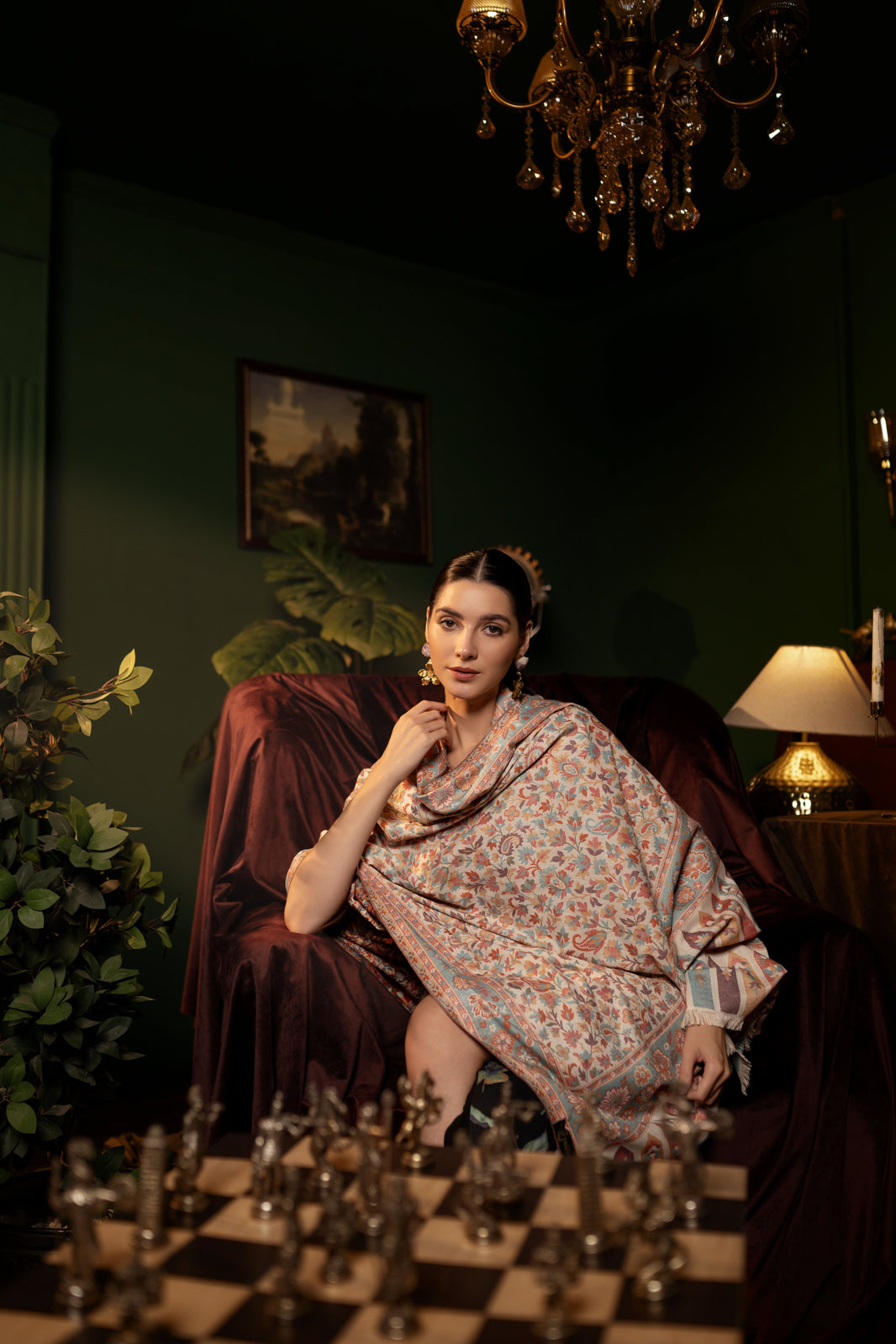 Women Fine Wool Blend Jamawar Kani Shawl – Pastel Palette | Full Size, Extra Soft & Warm