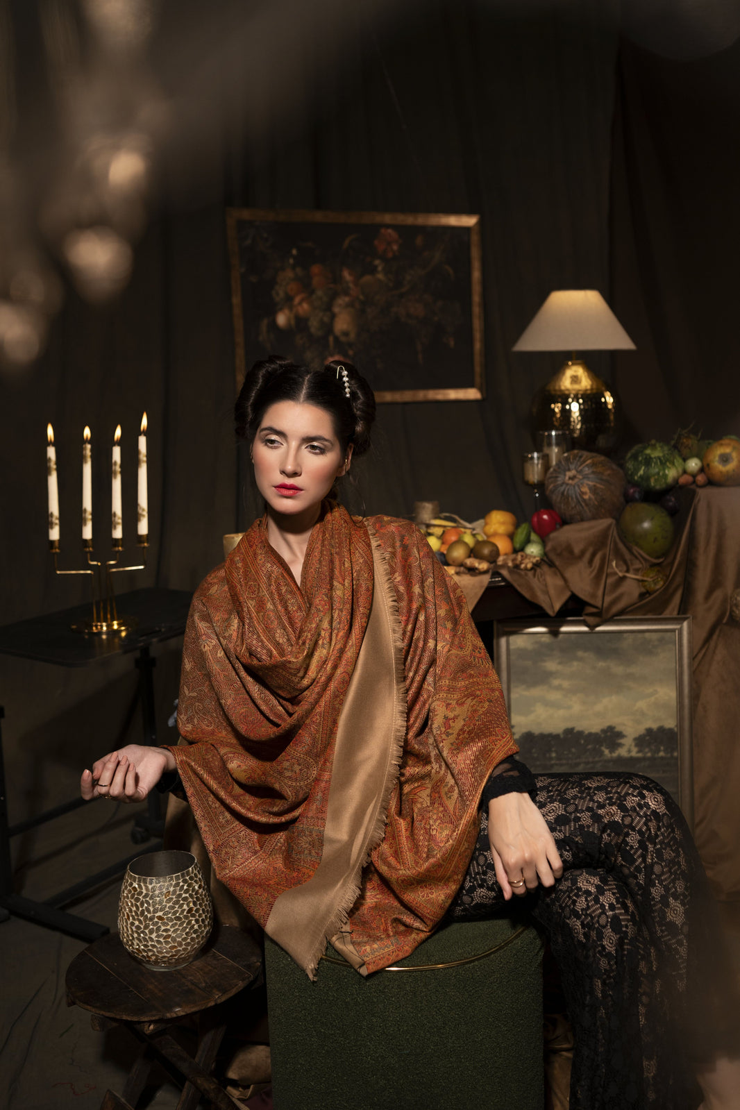 Women's Traditional Faux Pashmina Shawl- Rich Red | Extra Soft & Lightweight