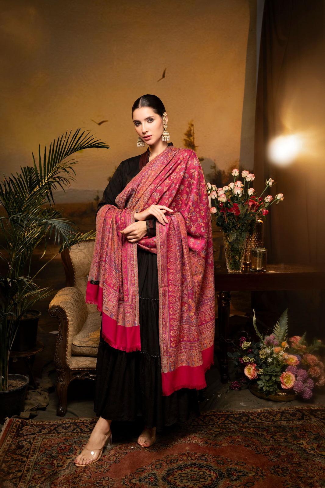 Women's Traditional Faux Pashmina Shawl - Fuchsia Dream | Extra Soft & Lightweight